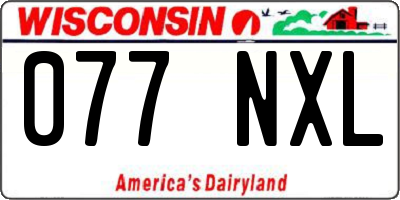 WI license plate 077NXL