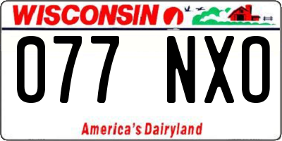 WI license plate 077NXO