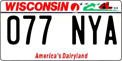 WI license plate 077NYA