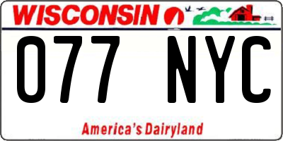 WI license plate 077NYC