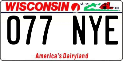 WI license plate 077NYE