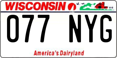WI license plate 077NYG
