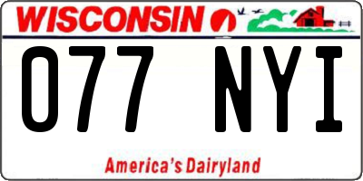 WI license plate 077NYI