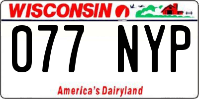 WI license plate 077NYP