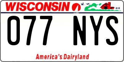 WI license plate 077NYS