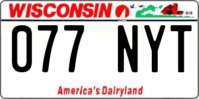 WI license plate 077NYT