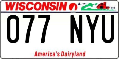 WI license plate 077NYU