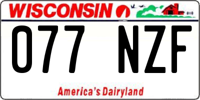 WI license plate 077NZF