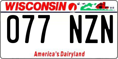 WI license plate 077NZN
