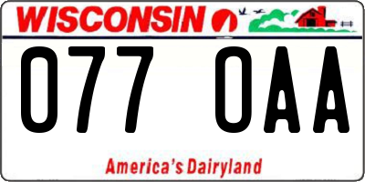 WI license plate 077OAA