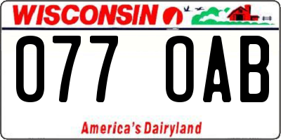 WI license plate 077OAB