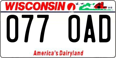 WI license plate 077OAD