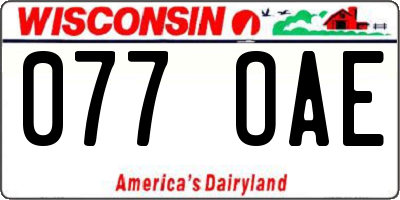 WI license plate 077OAE