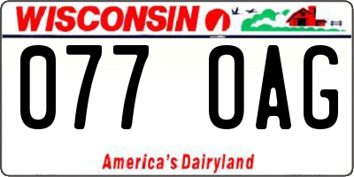 WI license plate 077OAG