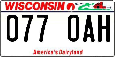 WI license plate 077OAH