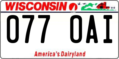 WI license plate 077OAI
