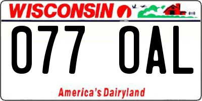 WI license plate 077OAL