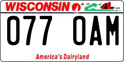 WI license plate 077OAM