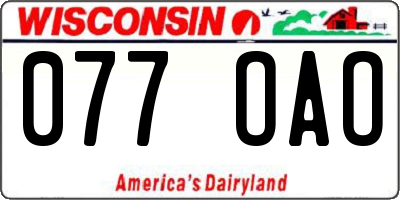 WI license plate 077OAO