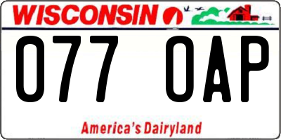 WI license plate 077OAP