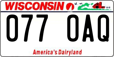 WI license plate 077OAQ