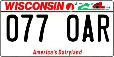 WI license plate 077OAR