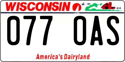 WI license plate 077OAS