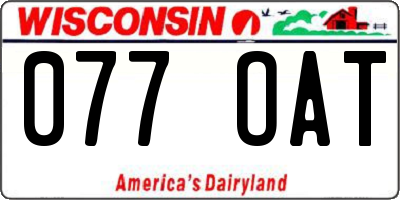 WI license plate 077OAT