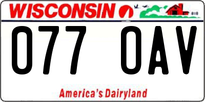 WI license plate 077OAV