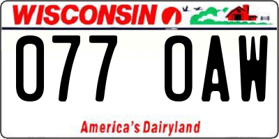 WI license plate 077OAW