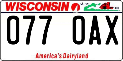 WI license plate 077OAX