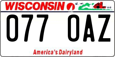 WI license plate 077OAZ