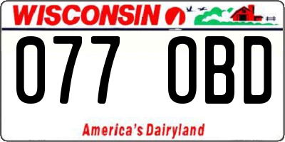 WI license plate 077OBD