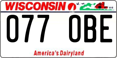 WI license plate 077OBE