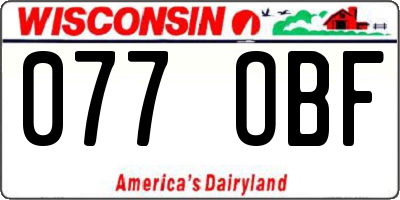 WI license plate 077OBF