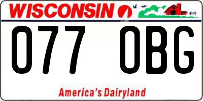 WI license plate 077OBG
