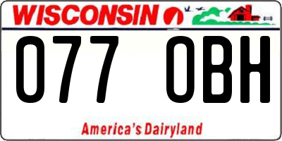 WI license plate 077OBH