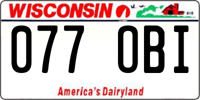 WI license plate 077OBI