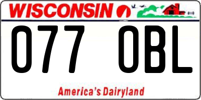 WI license plate 077OBL