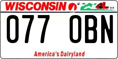 WI license plate 077OBN