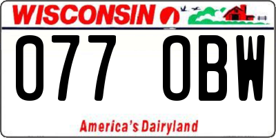 WI license plate 077OBW