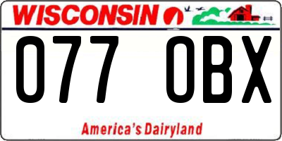 WI license plate 077OBX