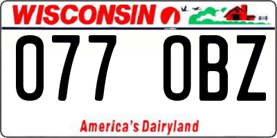WI license plate 077OBZ