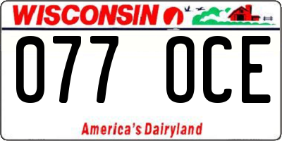 WI license plate 077OCE