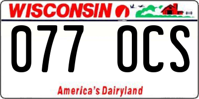 WI license plate 077OCS