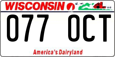 WI license plate 077OCT