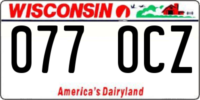 WI license plate 077OCZ