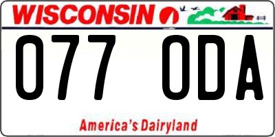 WI license plate 077ODA