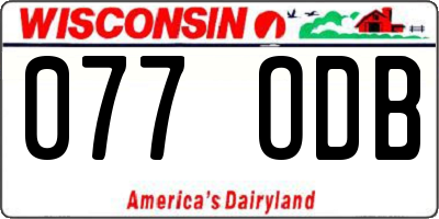 WI license plate 077ODB