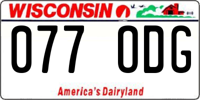 WI license plate 077ODG